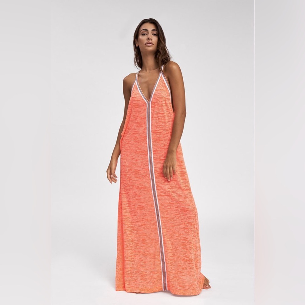 Pitusa Inca Dress in coral and white